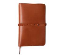 Theodore Funda de Cuero para Diario Marrón- Compatible con Cuaderno A5 bloc de Notas, iPad Mini - Tiene Soporte para Tarjetas, Soporte para Bolígrafos, Marcador de Cuero, Bolsillo para Teléfono