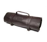 Theodore - Rollo de herramientas de cuero - Bolsa organizadora de herramientas y cinceles con 18 bolsillos - Ideal como rollo de almacenamiento - Cuero genuino marrón oscuro - Larga duración y fiable