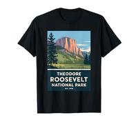 Theodore Roosevelt National Park Vintage Camping Hombres Mujeres Camiseta