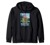 Theodore Roosevelt National Park Vintage Camping Hombres Mujeres Sudadera con Capucha