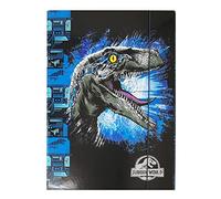 Theonoi Caja para niños, caja de coleccionista, carpeta para carteras, carpeta con goma elástica y solapas interiores DIN A4 para niños y niñas (Dino Jurassic Dinosaurier)