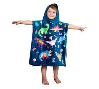 Theonoi Poncho Infantil con Capucha para niños y niñas, 100% algodón Dinosaurio Dino