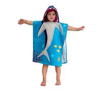 Theonoi Poncho Infantil con Capucha para niños y niñas, 100% algodón (Tiburón)
