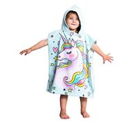 Theonoi Poncho Infantil con Capucha para niños y niñas, 100% algodón (Unicornio)