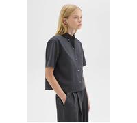 Theory Cropped Short-sleeve Shirt In Good Wool Charcoal Melange Talla: M | Camisas Outlet | Mujer | Negro