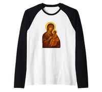 Theotokos Madre de Dios Virgen María con Niño Jesús Arte Camiseta Manga Raglan