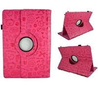 theoutlettablet® Funda de diseño Original Rosa Fucsia con Dibujos y función Giratoria Compatible con Tablet SPC Gravity MAX (2nd Gen) 10.1"