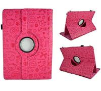 Theoutlettablet® Funda de diseño Original Rosa Fucsia con Dibujos y función Giratoria para Tablet SPC Glow/Gravity/Heaven/Twister 10.1"