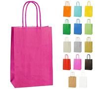 Thepaperbagstore 10 Bolsas Pequeñas De Papel Para Fiestas Y Regalos, con Asas Retorcidas - Fucsia - 140x210x80mm