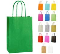 Thepaperbagstore 10 Bolsas Pequeñas De Papel Para Fiestas Y Regalos, con Asas Retorcidas - Verde - 140x210x80mm