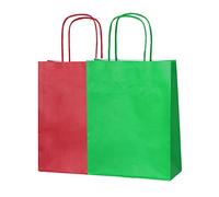 Thepaperbagstore 30 bolsas de fiesta de Navidad con asas - 18x22x8cm - Bolsas de regalo coloridas y festivas para regalos y fiestas de Navidad (15 rojas / 15 verdes)