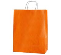 Thepaperbagstore 30 Bolsas De Papel De Colores, Reciclables Y Reutilizables, con Asas Retorcidas - Elija Tamaño Y Color (Medio 250x110x310mm, Naranja)
