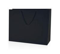 Thepaperbagstore 30 bolsas de regalo negras grandes mate 40 × 30 × 13 cm - con asas de cordón y fondo reforzado - ideales para comercio minorista y regalos