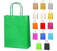 Thepaperbagstore 30 Verde Bolsas de Papel con Asas para Fiestas - 18x22x8cm - Bolsas de Regalo de Papel Coloridas para Fiestas Infantiles y de Adultos, Cumpleaños, Bodas, Baby Showers.
