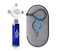 ThePhotoStick® Omni 256 GB + funda protectora | Copia de seguridad y transferencia segura de fotos y videos | Organización de archivos digitales | Conexión USB y multipuerto para teléfonos, tabletas y