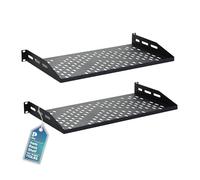 ThePromaster Estante ventilado para servidor, paquete de 2 unidades de 19 pulgadas, 10 pulgadas de profundidad, bandeja de montaje universal de 1U para un buen flujo de aire, montaje en voladizo,