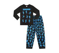 ThePyjamaFactory Brand Emote Legend Dance Gaming - Pijama largo de algodón, color negro y azul, Negro, 12-13 años
