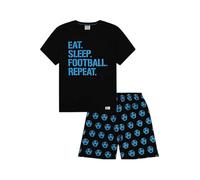 ThePyjamaFactory Chicos Corto Eat Sleep Football Repeat Azul Niño Pijamas (6-7 Años)