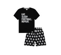 ThePyjamaFactory Chicos Corto Eat Sleep Football Repeat Blanco Niño Pijamas (15-16 Años)