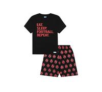 ThePyjamaFactory Chicos Corto Eat Sleep Football Repeat Rojo Niño Pijamas (12-13 Años)