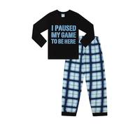 ThePyjamaFactory Chicos I Paused My Game to Be Here Black Blue Largo de algodón Pijamas (10-11 Años)
