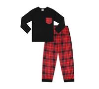 ThePyjamaFactory Chicos Largo de Algodón Cuadros en Rojo y Negro para Pijamas (10-11 Años)