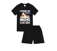 ThePyjamaFactory Niños Pausé mi anime para estar aquí Pijamas cortos de algodón para gamers para niños, Negro, 13 años