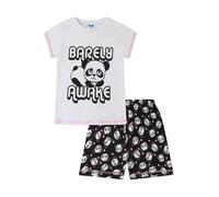 ThePyjamaFactory Pijama corto de algodón para niñas, diseño de panda, color blanco y negro, blanco, 9-10 años