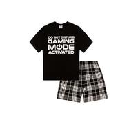 ThePyjamaFactory Pijama Corto, Tejido de Cuadros, Do Not Disturb Gaming Mode Activated para Niños