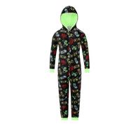 ThePyjamaFactory Pijama de forro polar con control de videojuegos para niños, Negro, 9-10 años