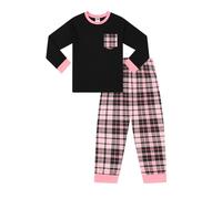 ThePyjamaFactory Pijama Largo de Algodón con Pierna a Cuadros en Negro y Rosa para Niñas PJ's para Niños (11-12 Años)