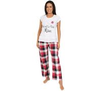 ThePyjamaFactory Pijama largo para mujer World's Best Mum para mujer, tallas 8 a 22, blanco, 40-42