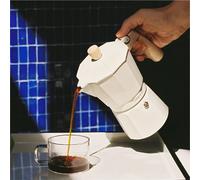THERA MOKA RETRO - Cafetera Italiana Blanco Roto & 9 Tazas / 450ml & Sin Adaptador Para Inducción