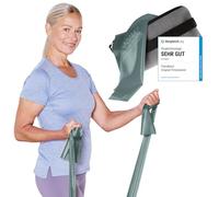 TheraBand 2,50 m incluye anclaje para puerta + bolsa verde | resistencia 2,1 kg | bandas de terraza | banda de gimnasia | banda elástica | banda elástica | entrenamiento en casa, entrenamiento de