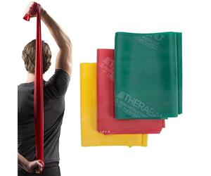 THERABAND Juego de Bandas de Resistencia, Banda elástica Profesional sin látex para Ejercicio Superior e Inferior del Cuerpo, Entrenamiento de Fuerza, Terapia, Pilates, rehabilitación, Paquete para