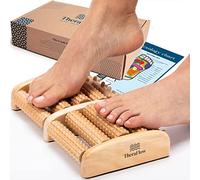 TheraFlow Masajeador Dual de Pies - Nuevo 2020 - Madera, talle L con Rodillo de Acupresión para Relajación Miofascial y Alivio de Fascitis Plantar - Con Gráfico de Reflexología Podal y Manual de Uso
