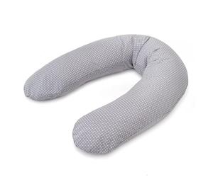 Theraline Almohada Embarazada XXL Dodo Pillow by Cojín Lactancia Bebé con Funda de Algodón - Relleno de Perlas EPS - Cojines Dormir Embarazo Sin Sustancias Nocivas - Lavable a Máquina - Topos Gris