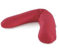 Theraline - Cojín de lactancia y embarazo (relleno con microperlas originales de arena, incluye funda exterior de color rojo cereza de bambú, 190 cm)