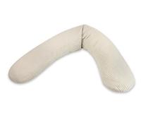 Theraline Cojín original para embarazadas y lactancia, 190 cm, almohada para dormir de lado, cojín de lactancia, microperlas, incluye funda de lactancia de muselina beige arena