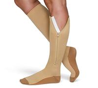 TheraMagic™ Calcetines de compresión con cremallera para hombres y mujeres, 20-30 mmHg, medias de compresión graduadas con cremallera, Beige/cobre, XXL