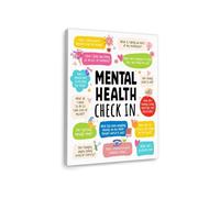 Therapist Office Humor - Funny “Mental Health Check-In” Canvas Print for School Counselors and Supportive Spaces (Framed,08x12inch(20x30cm))