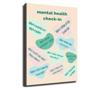 Therapy Office Wall Art Self Care Reflection Questions Poster for Mental Wellness and Healing(Framed,08x12inch(20x30cm))
