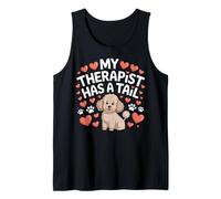Therapy Poodle Mi terapeuta tiene una cola, lindo perro garabato marrón Camiseta sin Mangas