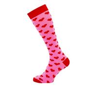 There Every Step Heartbeat - Calcetines altos hasta la rodilla con diseño de corazones rojos para niñas, rosa, 32-36