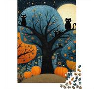 There Is A Black Gato on A Branch and A Big BlueLuna 38x26cm/1000pcs Puzzle Adecuado para Adultos Y Multitud Mayores De 14 Años