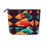 There is Another Fish in The Fish - Bolsa de maquillaje de lino sintético de una sola capa resistente al agua con cierre de cremallera para tus necesidades diarias o de viaje, Black, Talla única