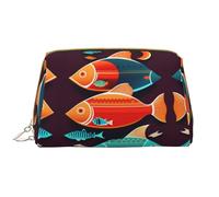 There is Another Fish in The Fish - Bolsa de maquillaje portátil de piel para cosméticos, artículos de tocador y artículos esenciales diarios, White, Talla única