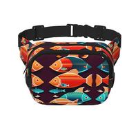 There is Another Fish in The Fish - Riñonera cuadrada de doble capa para actividades al aire libre como deportes, viajes, senderismo, ciclismo, Black, Talla única