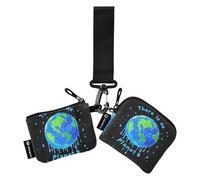 There Is No Planet B Dripping Paint Art - Cartera para mujer, monedero pequeño portátil con cremallera y bolsillo para monedas para mujeres y niñas, 2 paquetes, No hay arte de pintura de goteo del