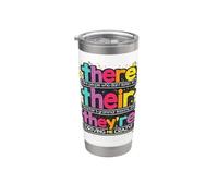 There Their Are English Gramática Profesor Divertido Humor Divertido Vaso térmico de acero inoxidable de doble pared
